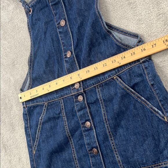 American‎ Eagle 4, 27/S Denim Skirt Overalls Shortalls Raw Hem Fray Button Down - Picture 4 of 7